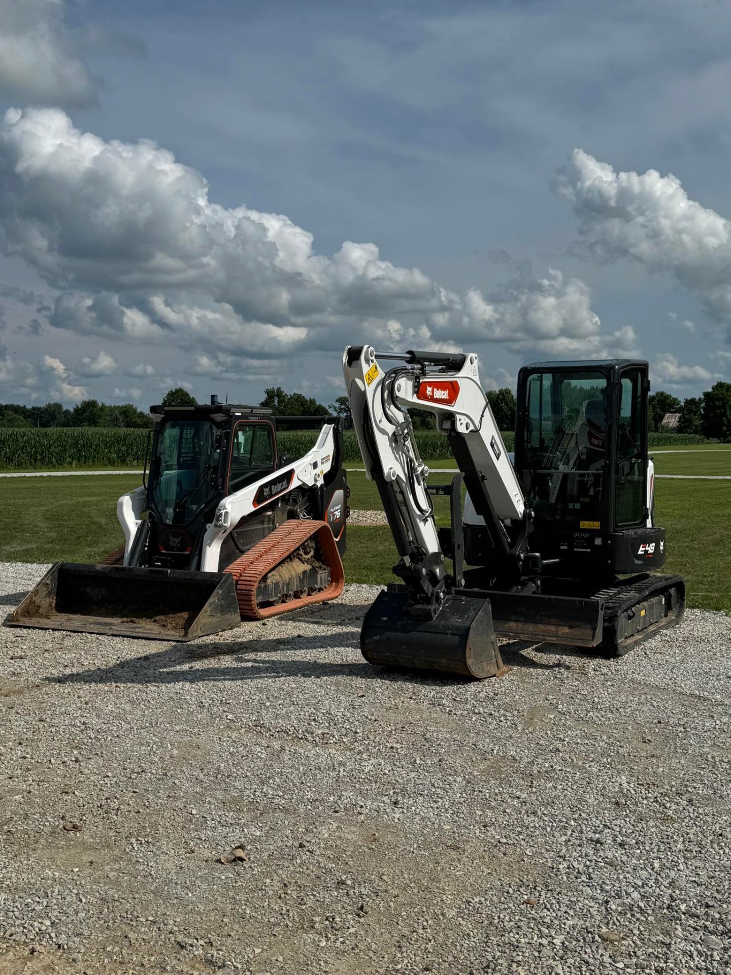 Excavator working with sand and fill dirt